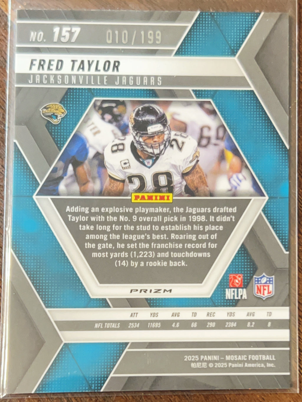 2025 Panini Mosaic Prizm Fred Taylor #157 Orange Fluorescent /199
