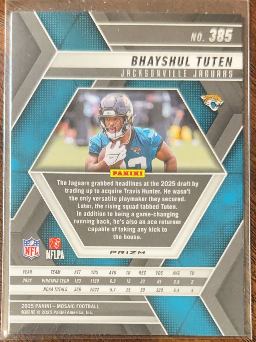 2025 Panini Mosaic Football Bhayshul Tuten #385 Silver Prizm RC