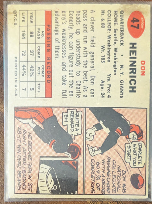 1956 Topps Don Heinrich #47