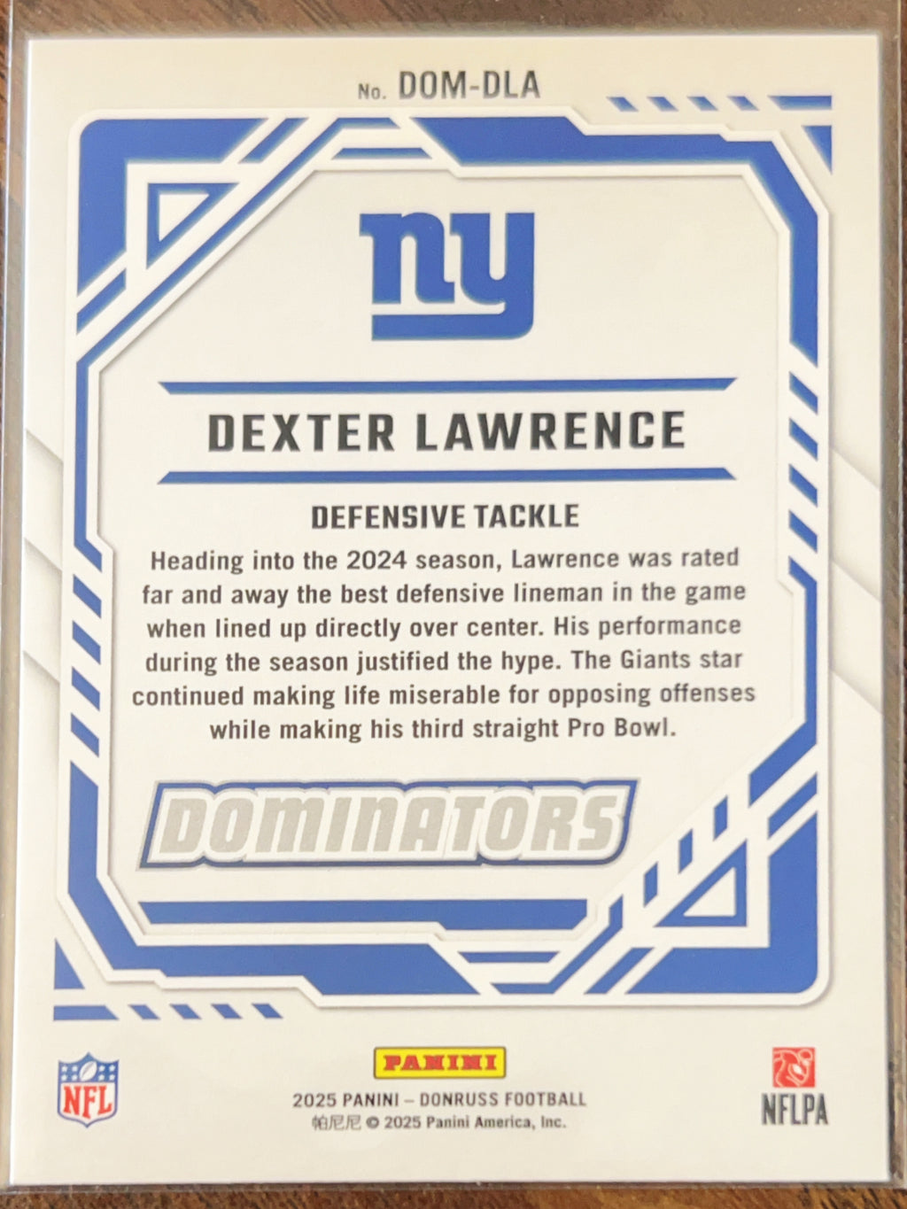 2025 Panini Donruss Dominators Dexter Lawrence #DOM-DLA White Checkerboard