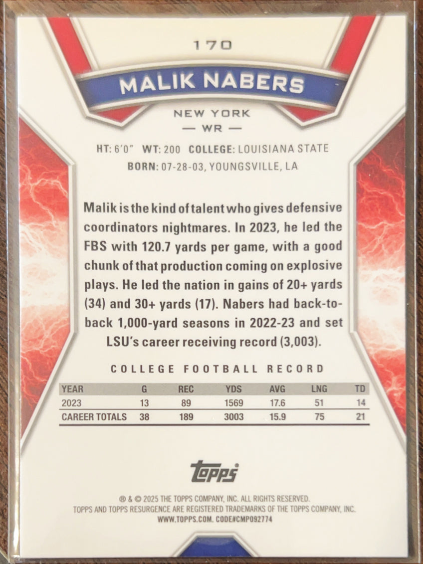 2025 Topps Resurgence Malik Nabers #170 RC