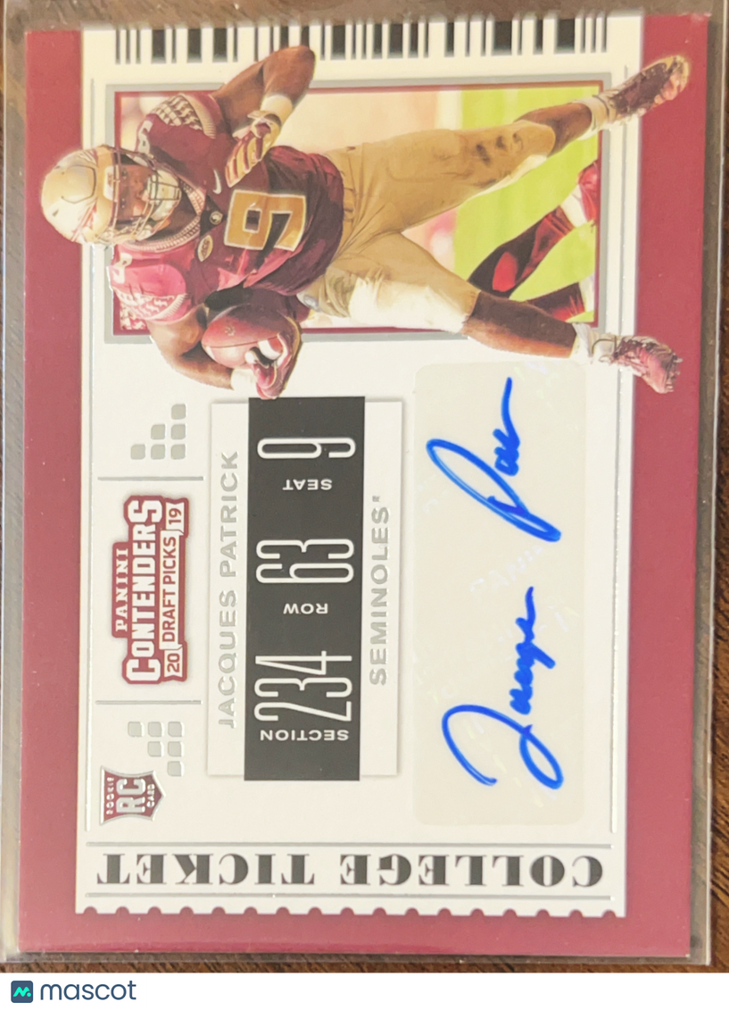 2019 Panini Contenders Draft Picks College Ticket Jacques Patrick #168 RC Auto
