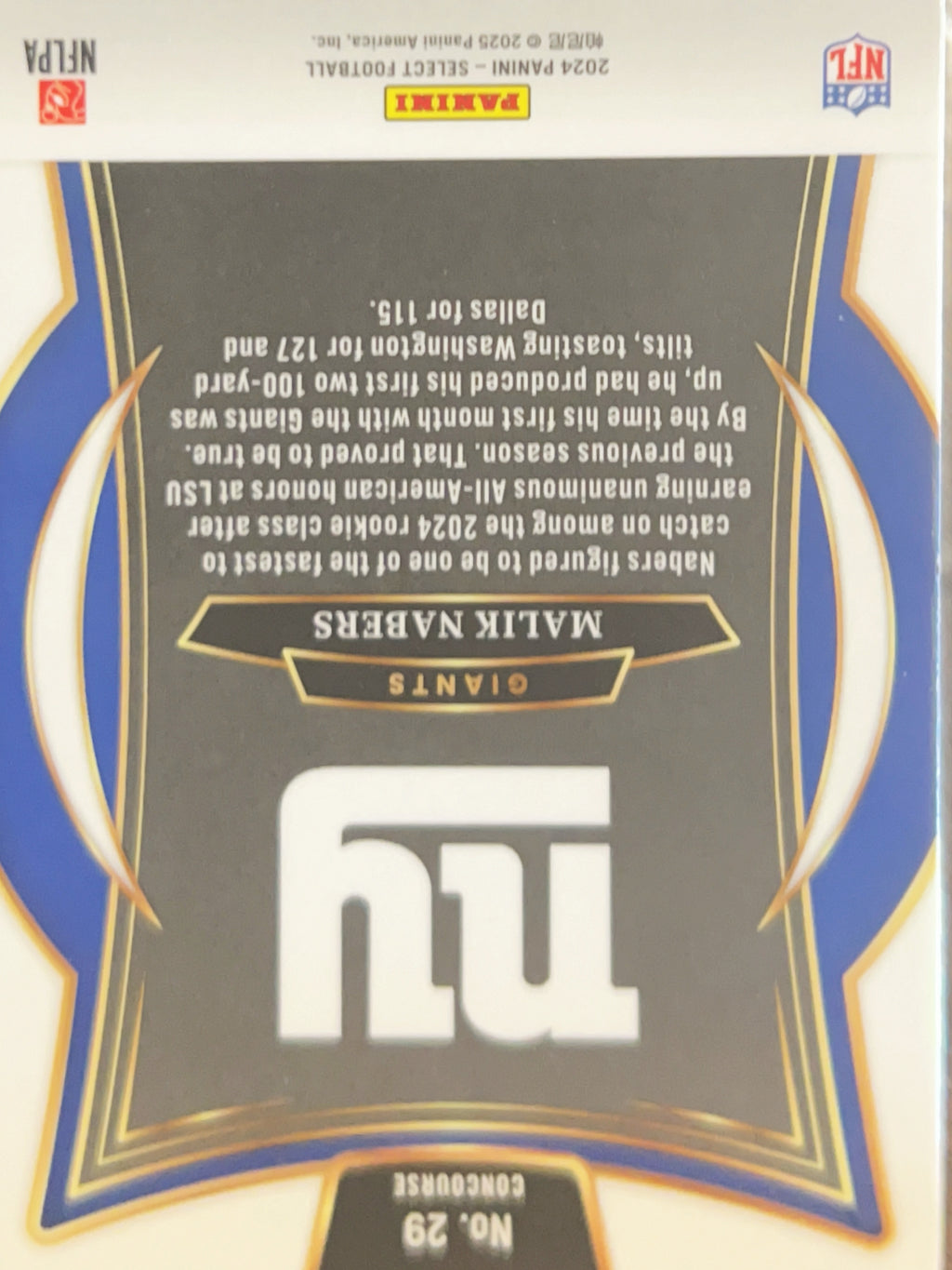 2025 Panini Select Malik Nabers #29 Concourse RC