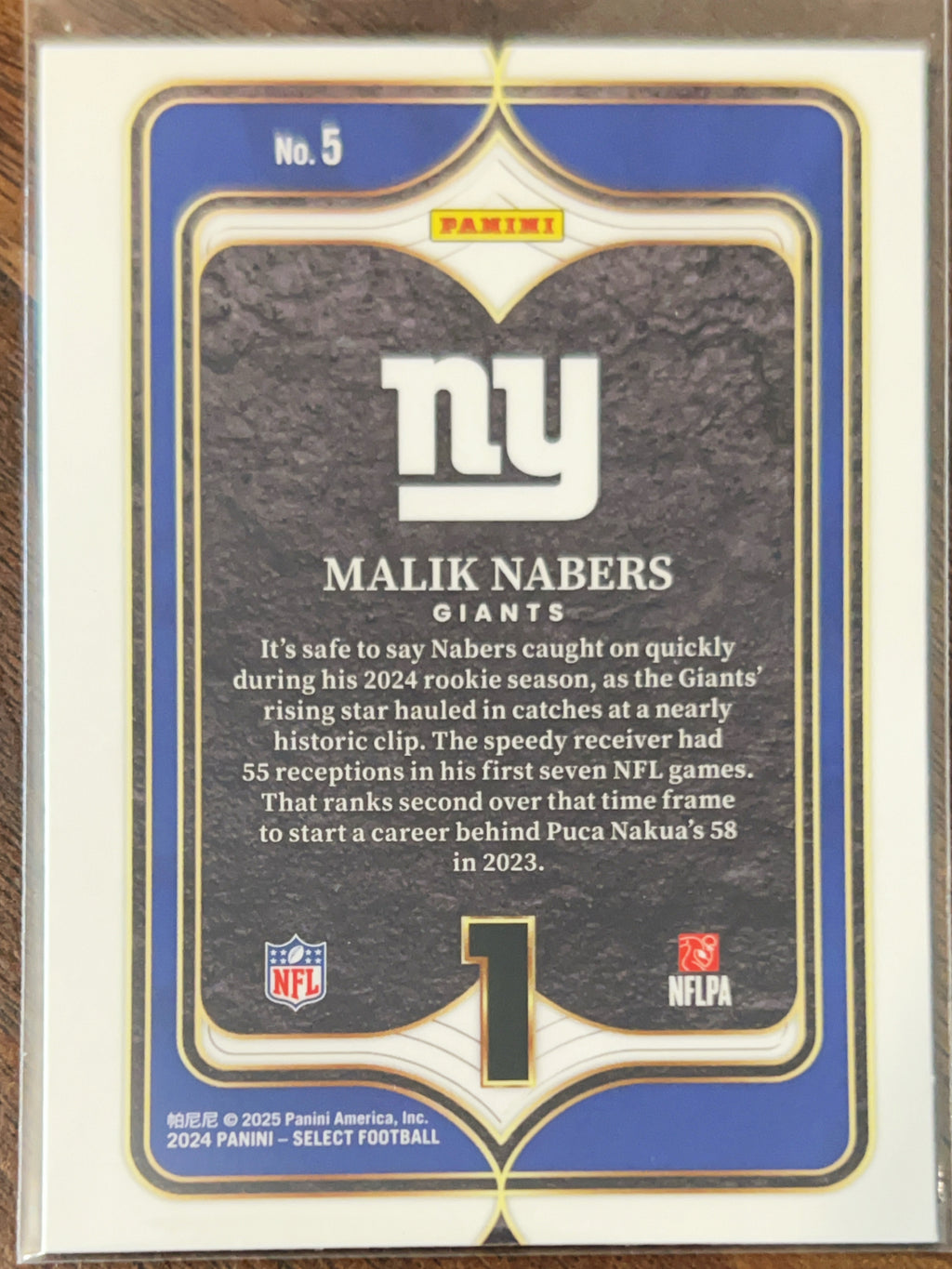2025 Panini Select Numbers Malik Nabers #5 RC