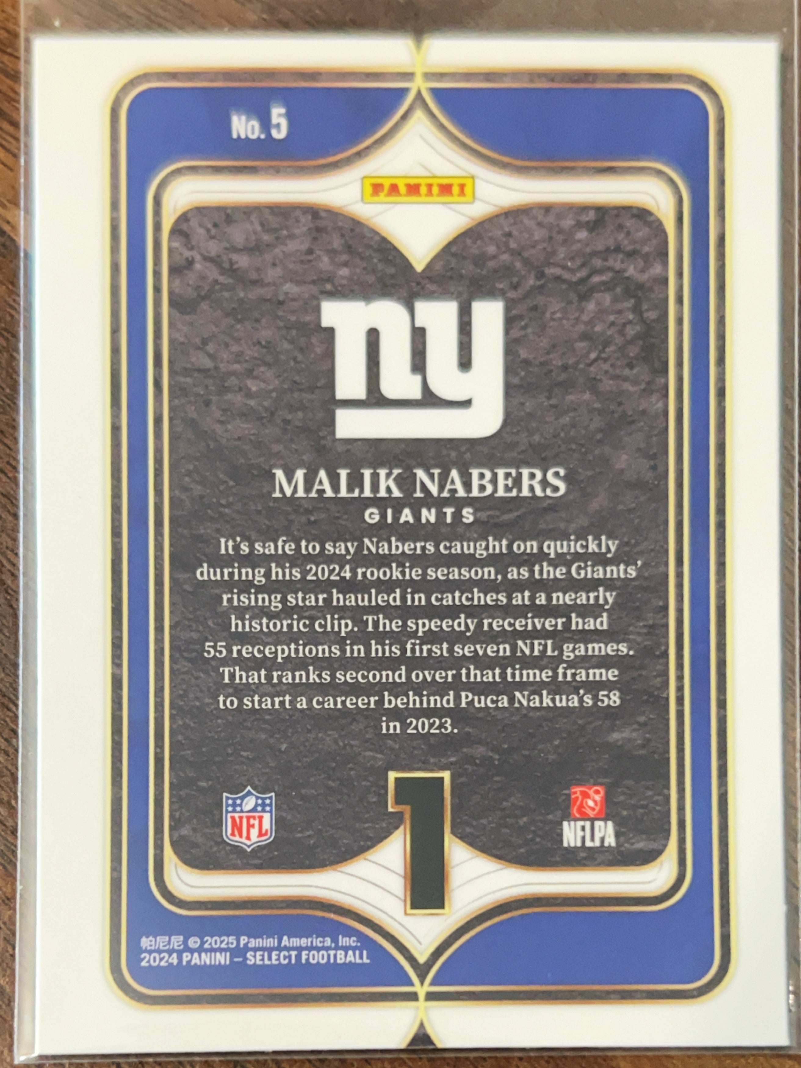 2025 Panini Select Numbers Malik Nabers #5 RC