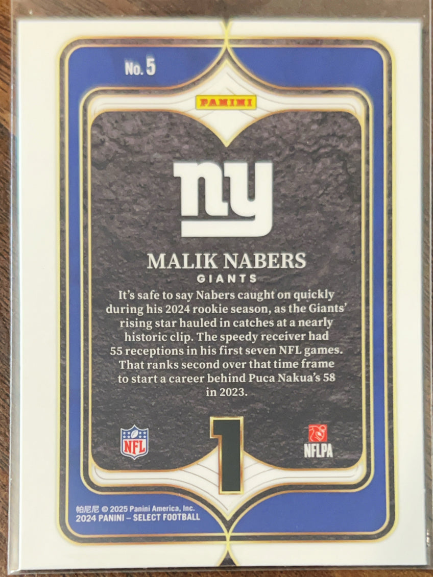 2025 Panini Select Numbers Malik Nabers #5 RC