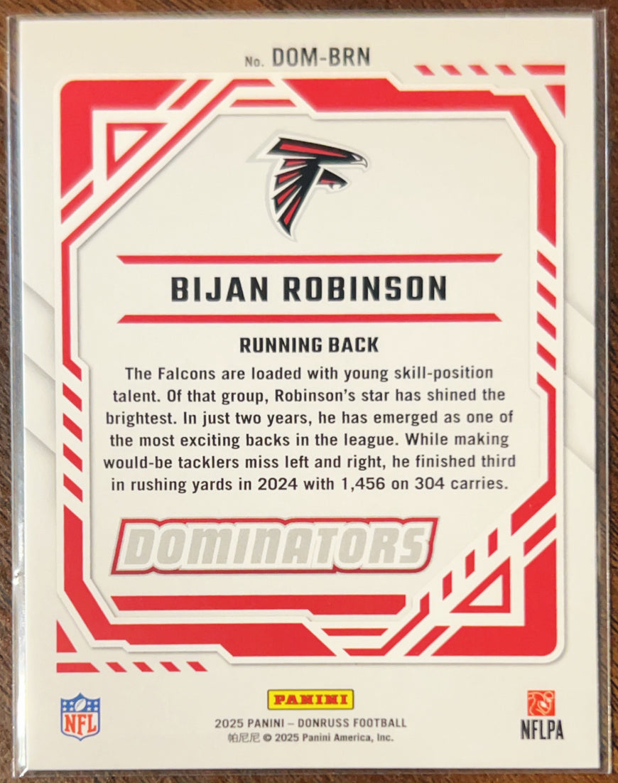 2025 Panini Donruss Dominators Bijan Robinson #DOM-BRN Silver Checkerboard