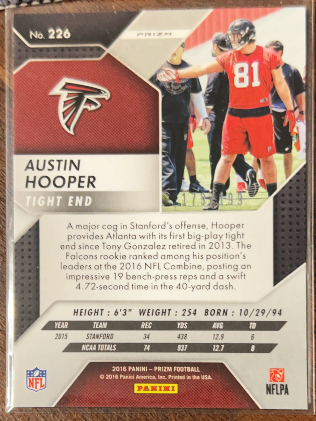 2016 Panini Prizm Austin Hooper #226 Blue /199 RC
