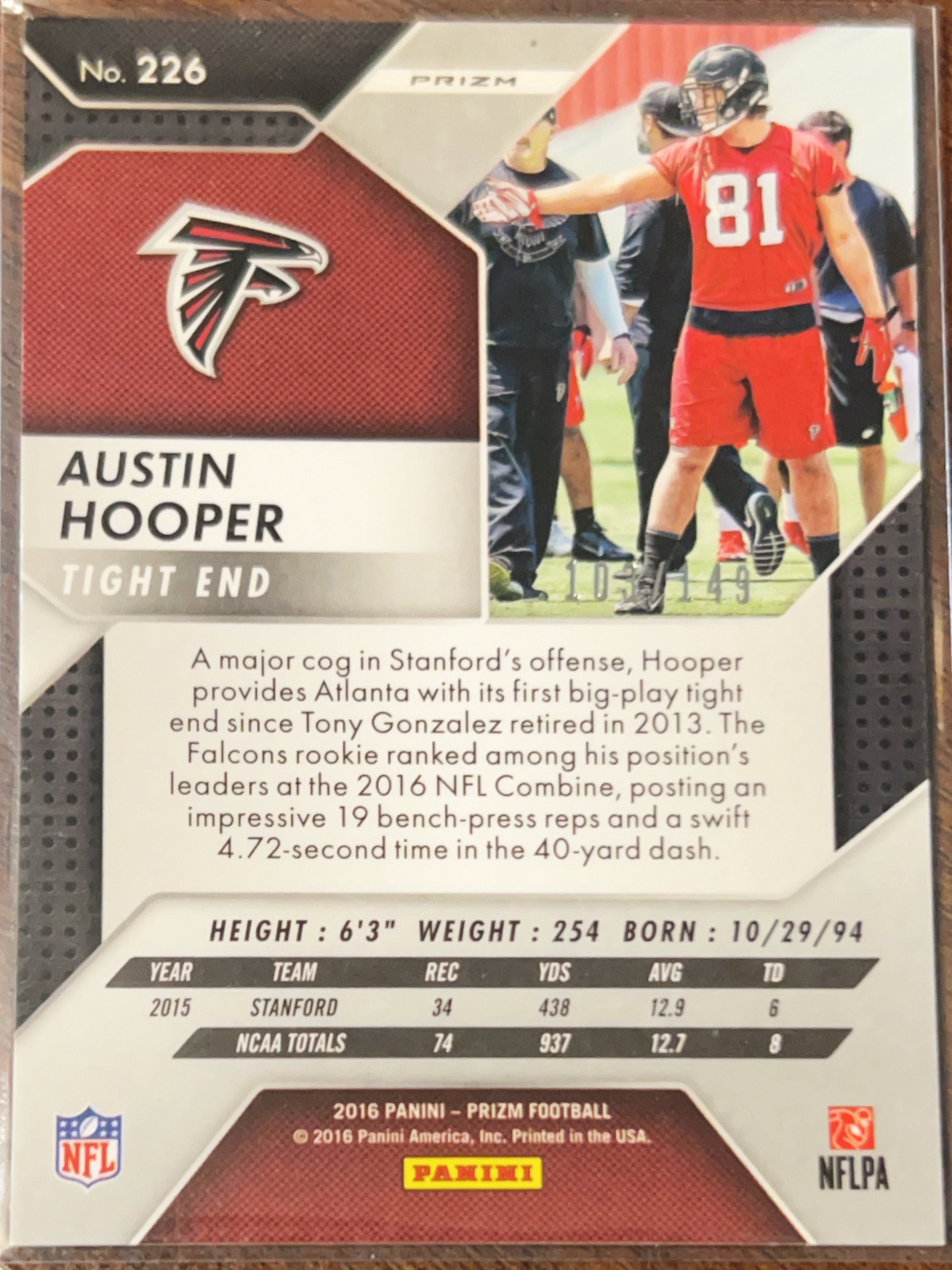 2016 Panini Prizm Austin Hooper #226 Silver /149 RC