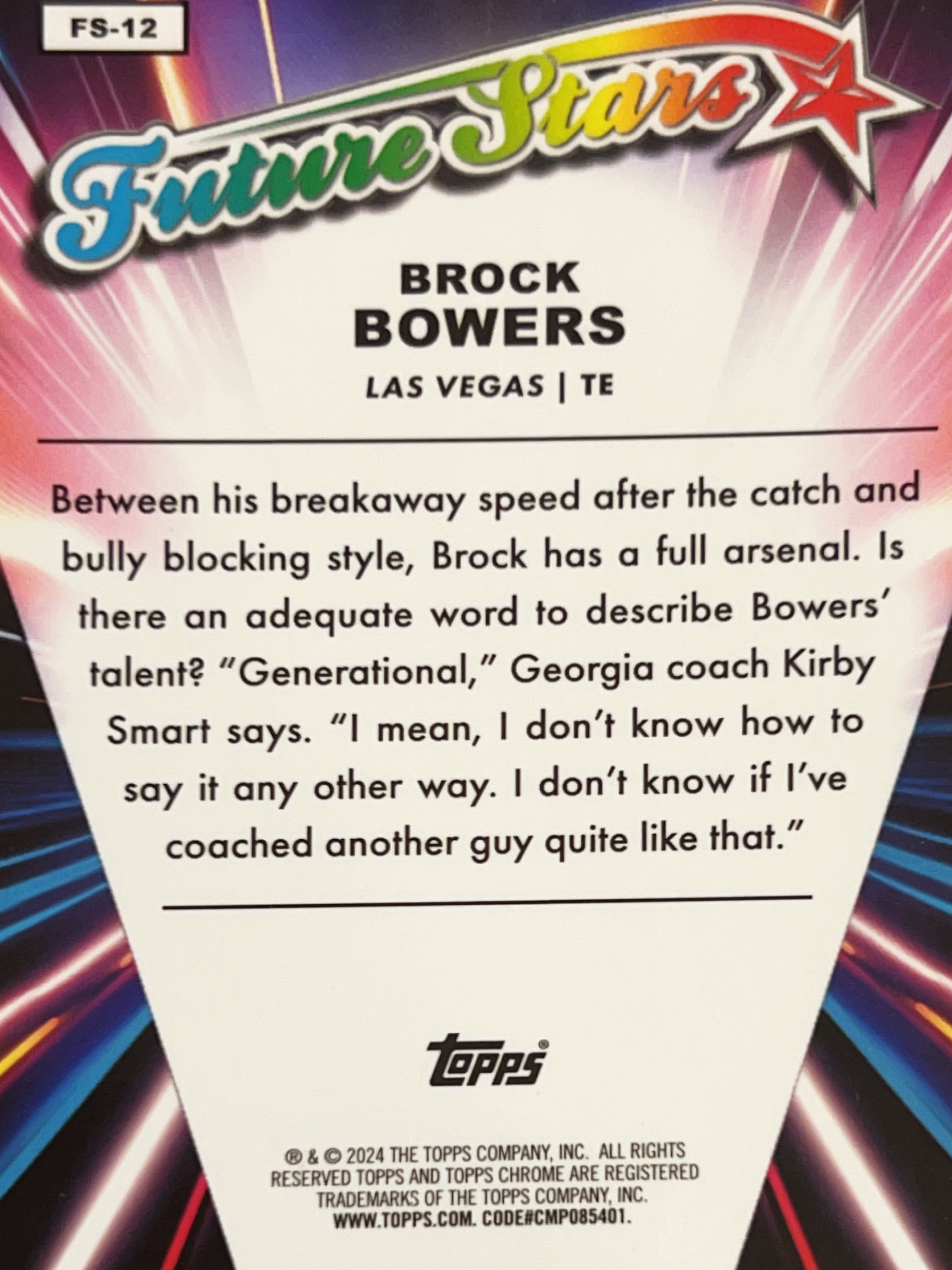 2024 Topps Chrome Future Stars Brock Bowers #FS-12 RC