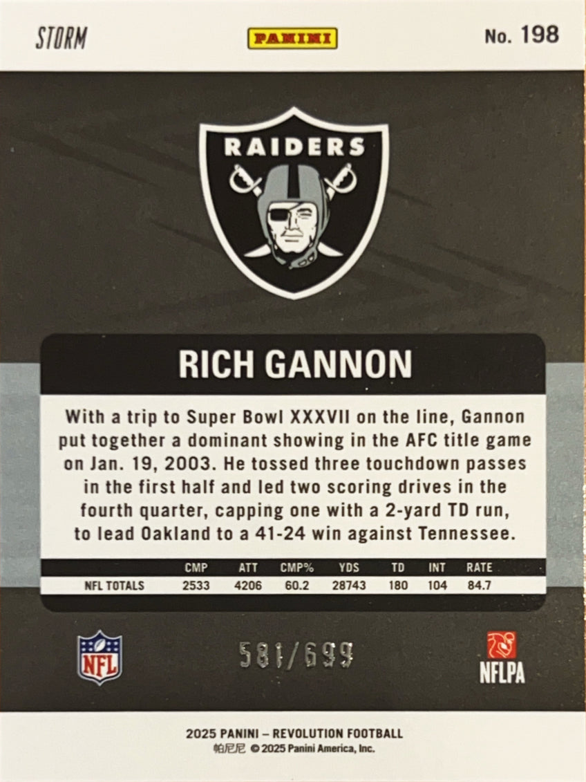 2025 Panini Revolution Football Rich Gannon #198 Storm /699