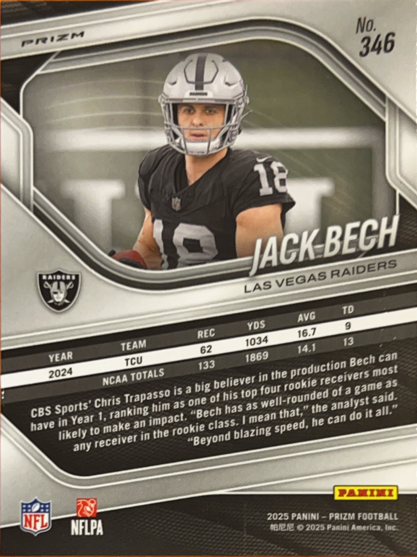2025 Panini Prizm Jack Bech #346 Lazer RC
