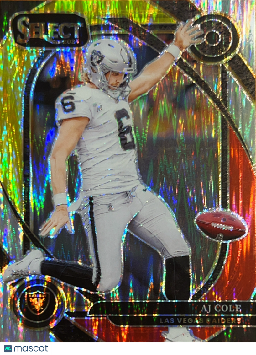 2025 Panini Select Football Prizm Club Level AJ Cole #203 Red & Yellow Shock