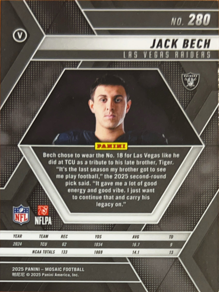 2025 Panini Mosaic Jack Bech #280 RC