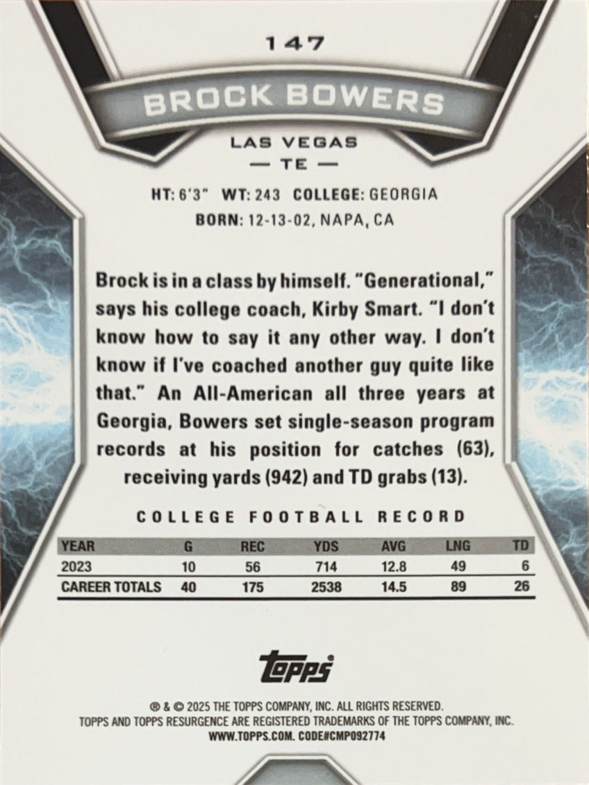 2025 Topps Resurgence Brock Bowers #147