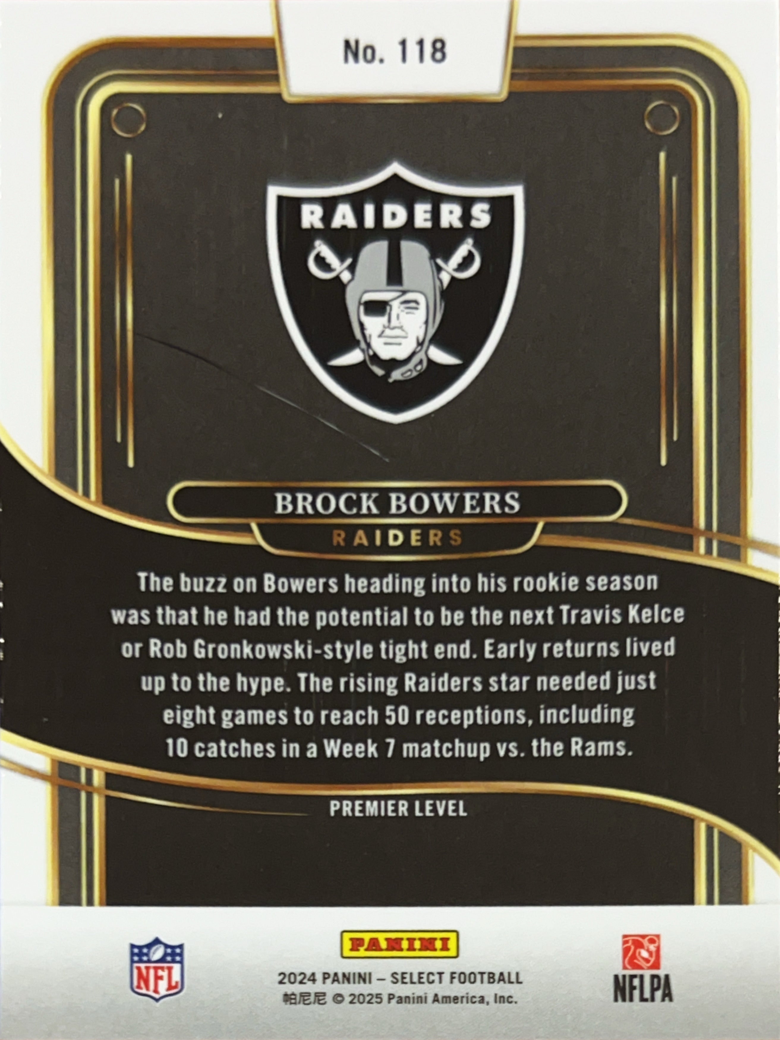 2025 Panini Select Brock Bowers #118 Premier Level RC