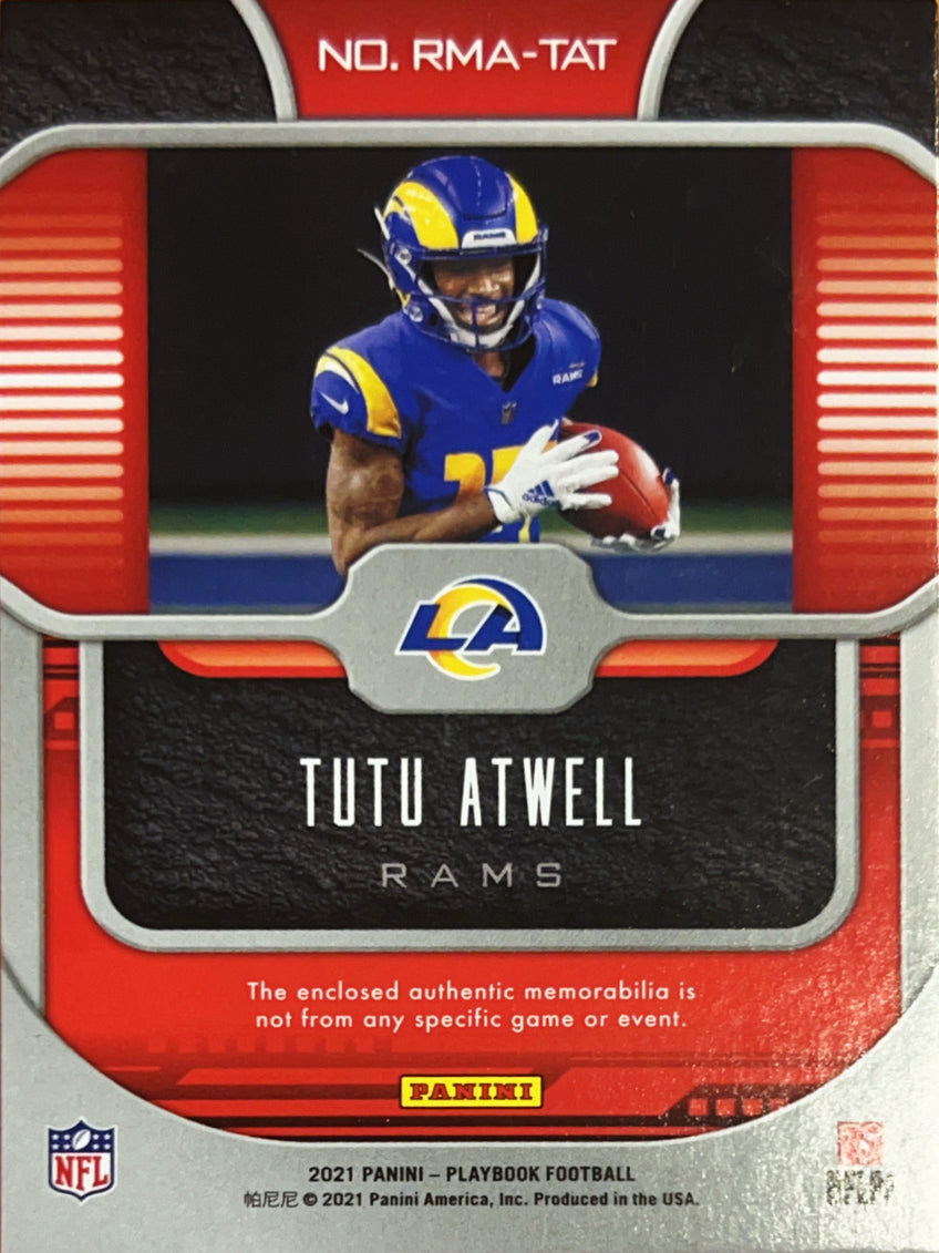 2021 Panini Playbook Tutu Atwell #RMA-TAT RC Memorabilia
