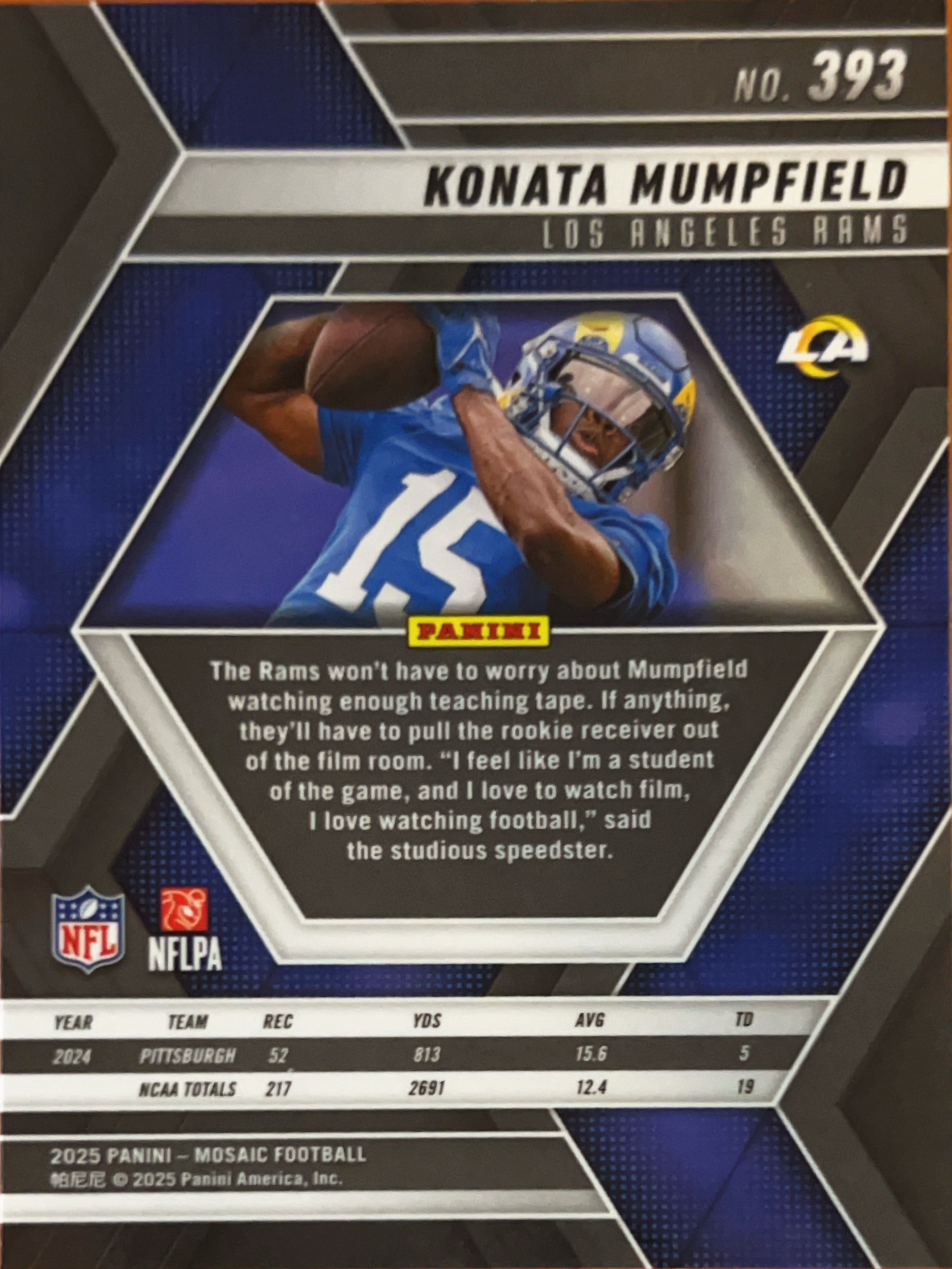 2025 Panini Mosaic Konata Mumpfield #393 RC