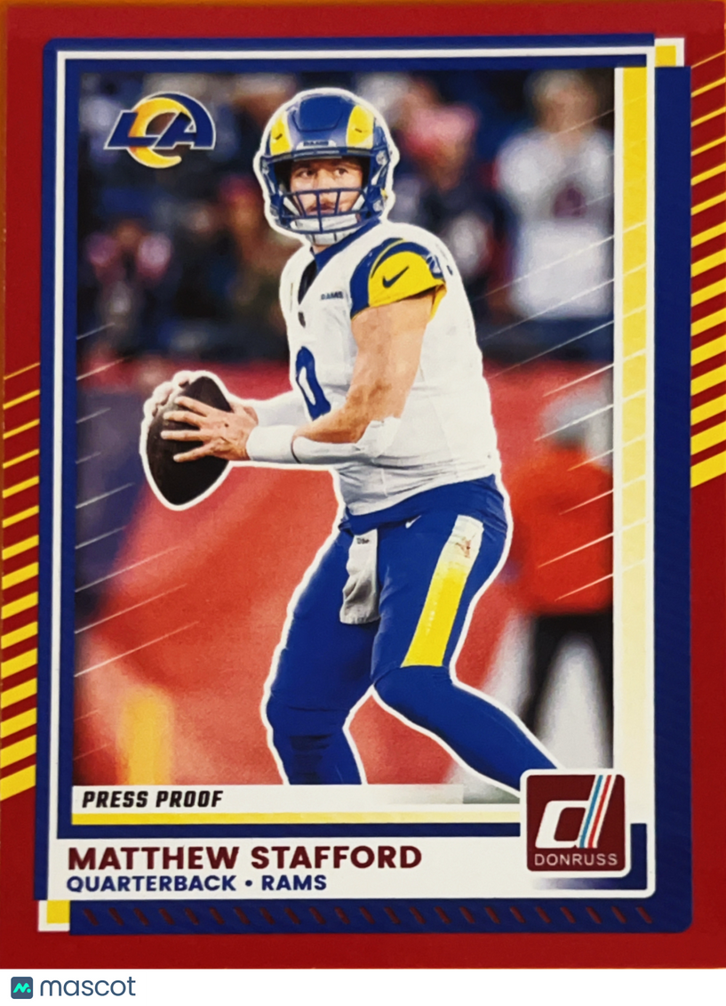 2025 Panini Donruss Matthew Stafford #296 Press Proof Red