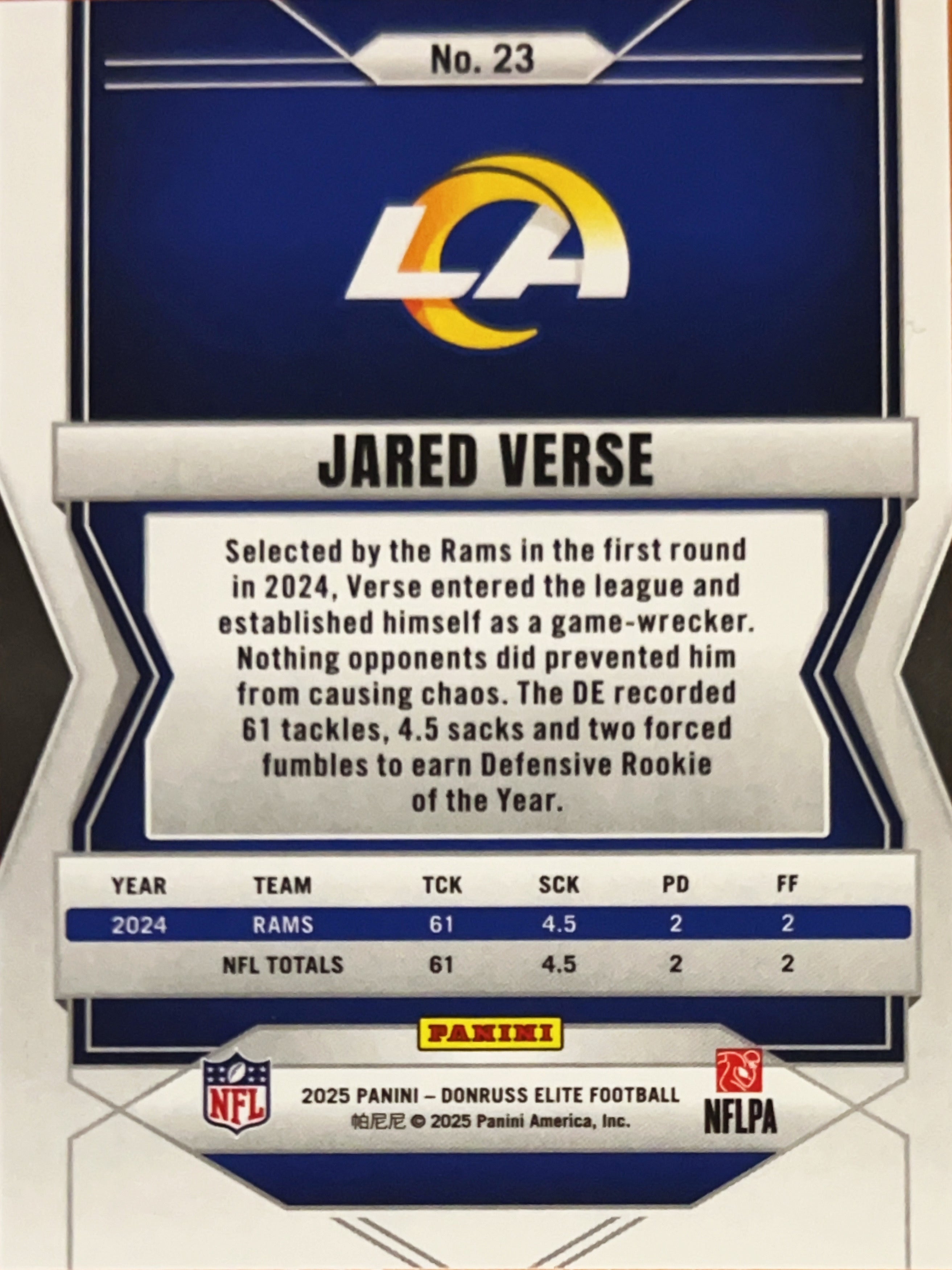 2025 Panini Donruss Elite Jared Verse #23 Green Disco