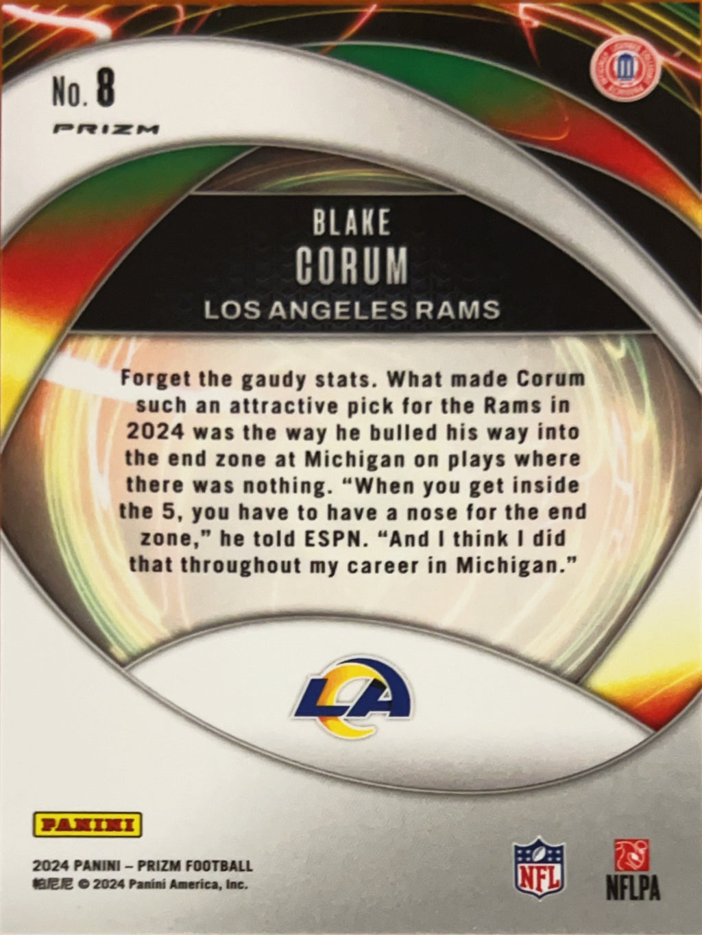 2024 Panini Prizm Portals Blake Corum #8 Green RC