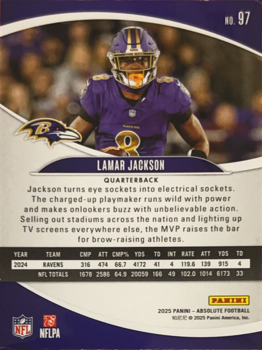 2025 Panini Absolute Football Lamar Jackson #97