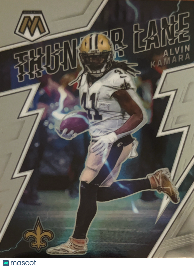 2022 Panini Mosaic Thunder Lane Alvin Kamara #TL-11 Silver
