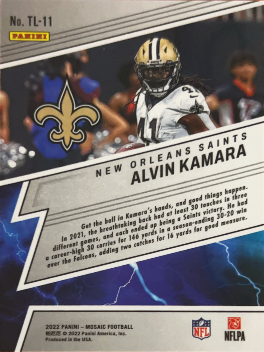 2022 Panini Mosaic Thunder Lane Alvin Kamara #TL-11 Silver