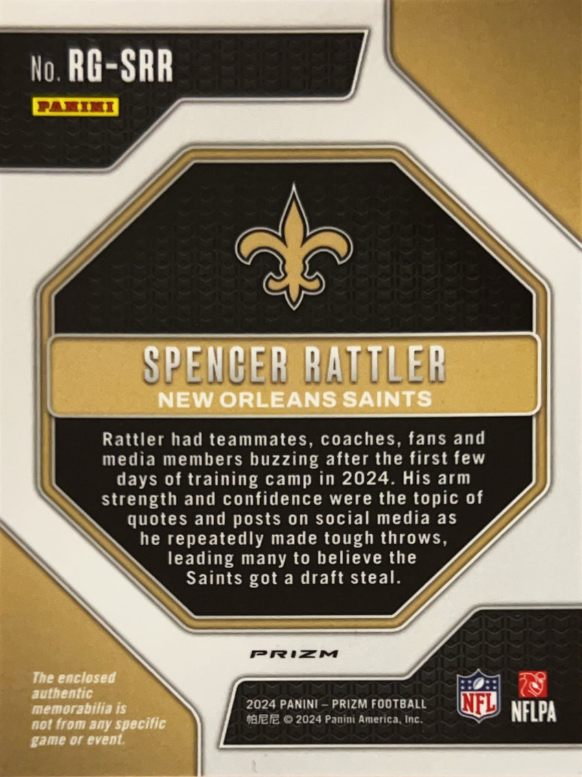 2024 Panini Prizm Rookie Gear Spencer Rattler #RG-SRR Green RC Memorabilia