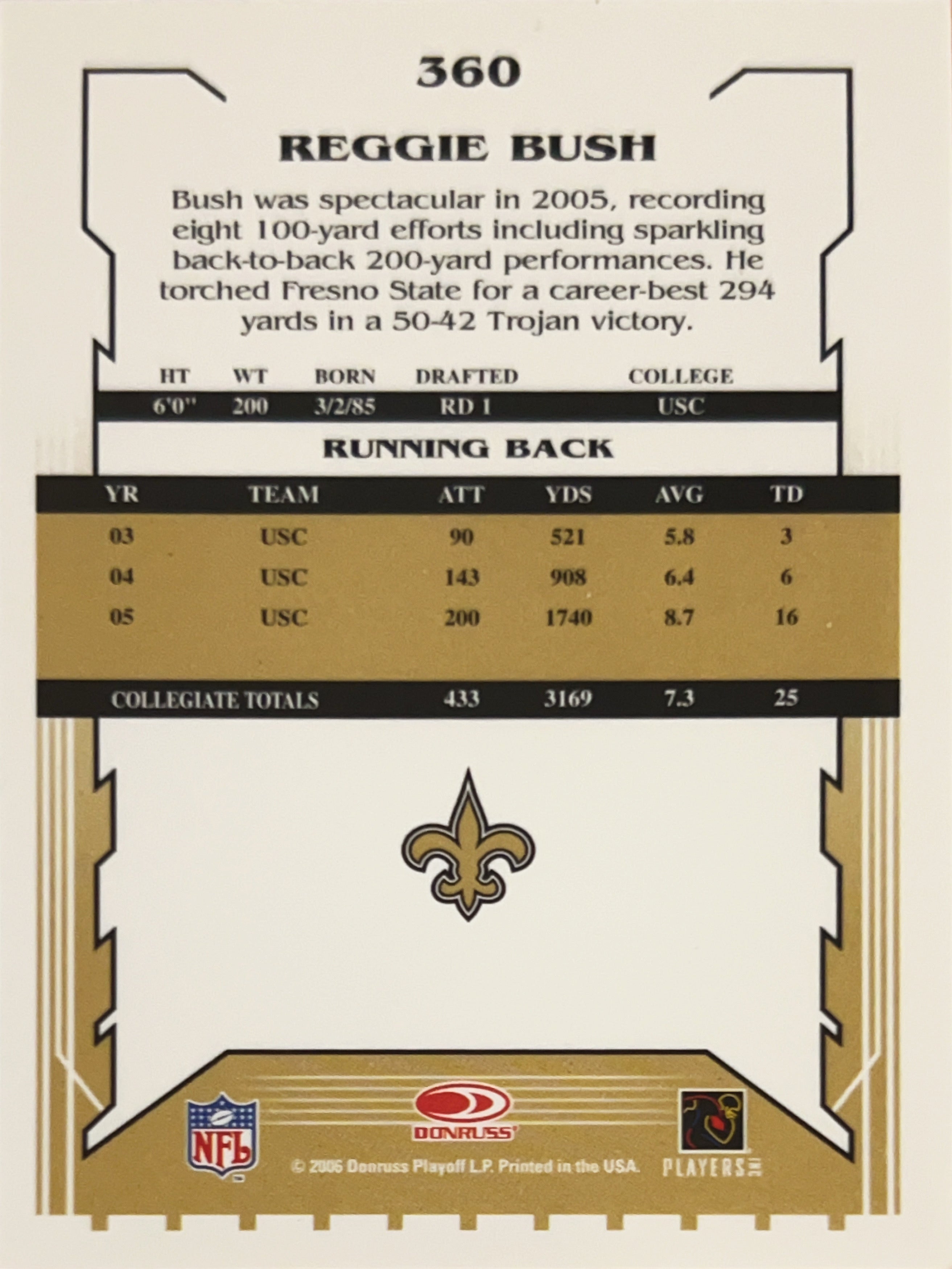 2006 Score Reggie Bush #360