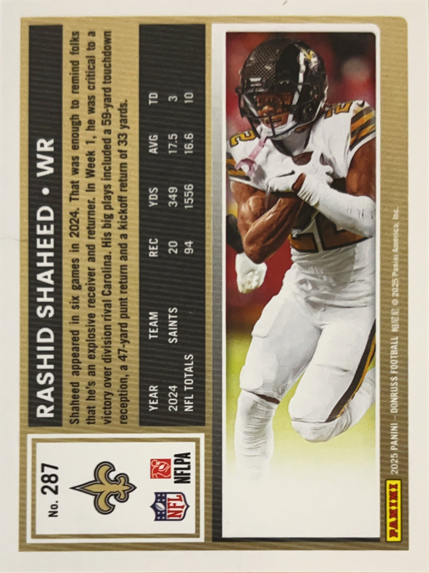 2025 Panini Donruss Rashid Shaheed #287 Press Proof Yellow