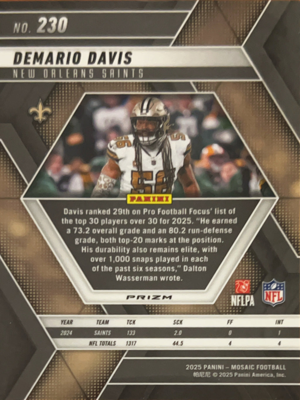 2025 Panini Mosaic Prizm Demario Davis #230 Blue