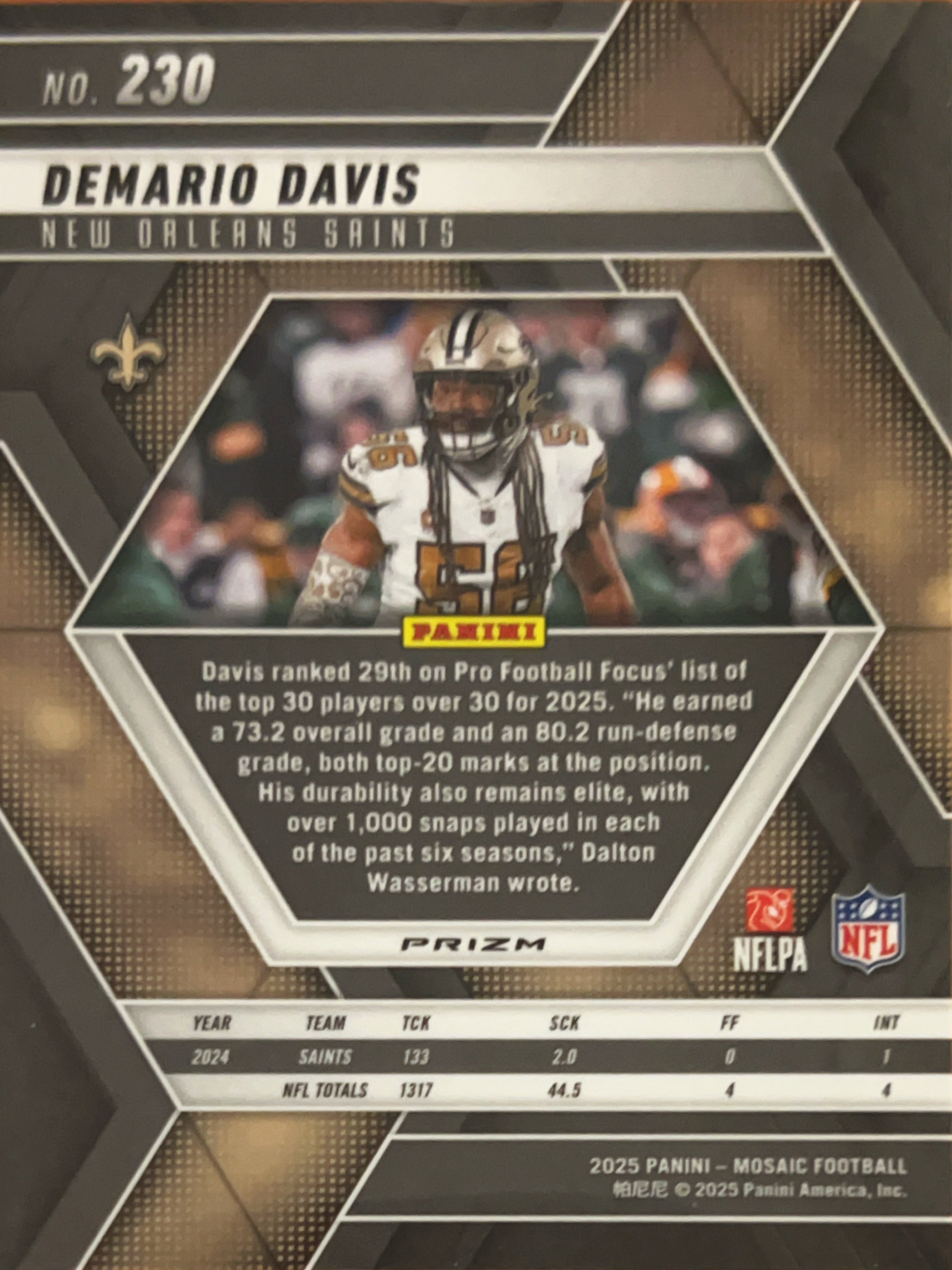2025 Panini Mosaic Prizm Demario Davis #230 Blue