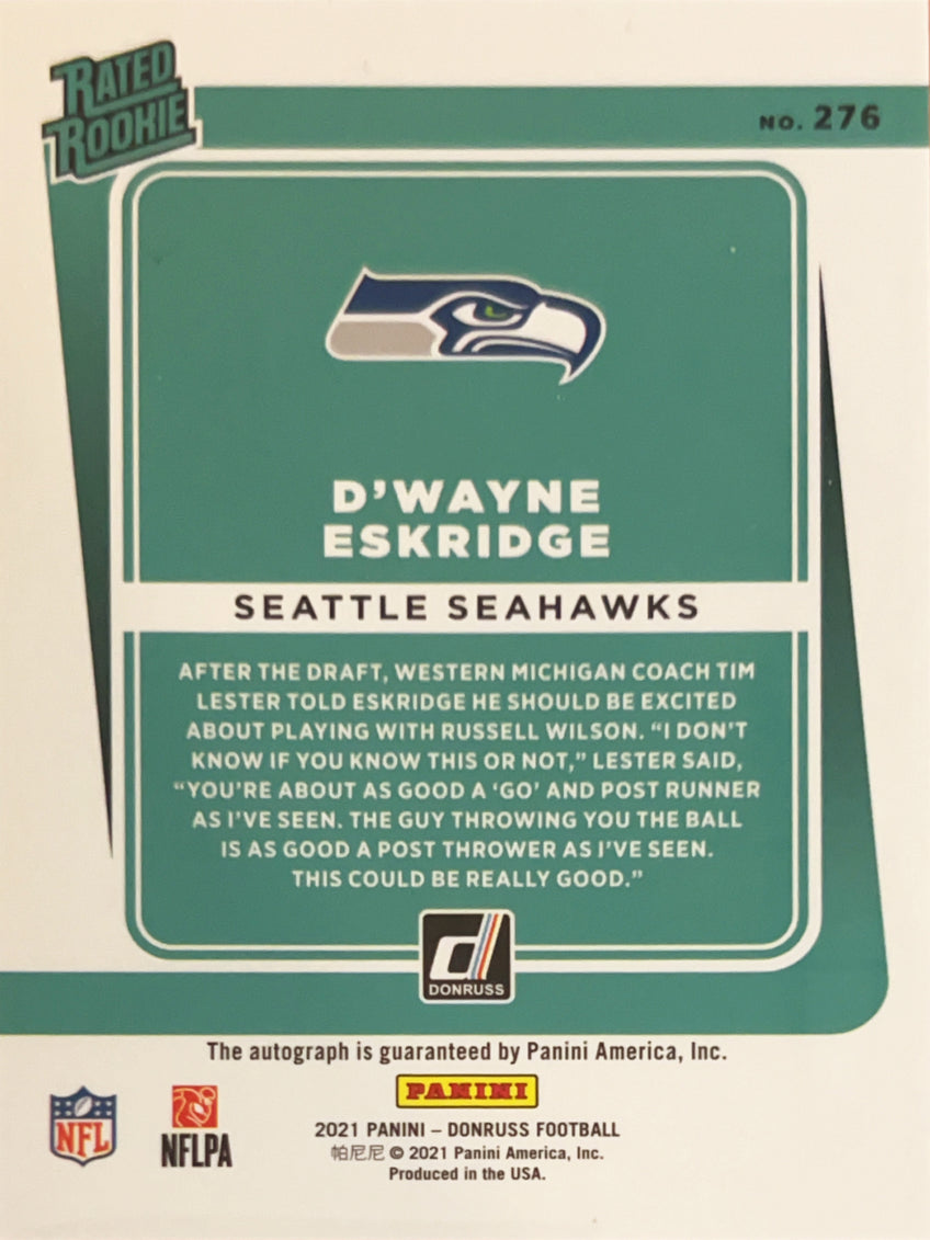 2021 Panini Donruss D'Wayne Eskridge #276 Auto