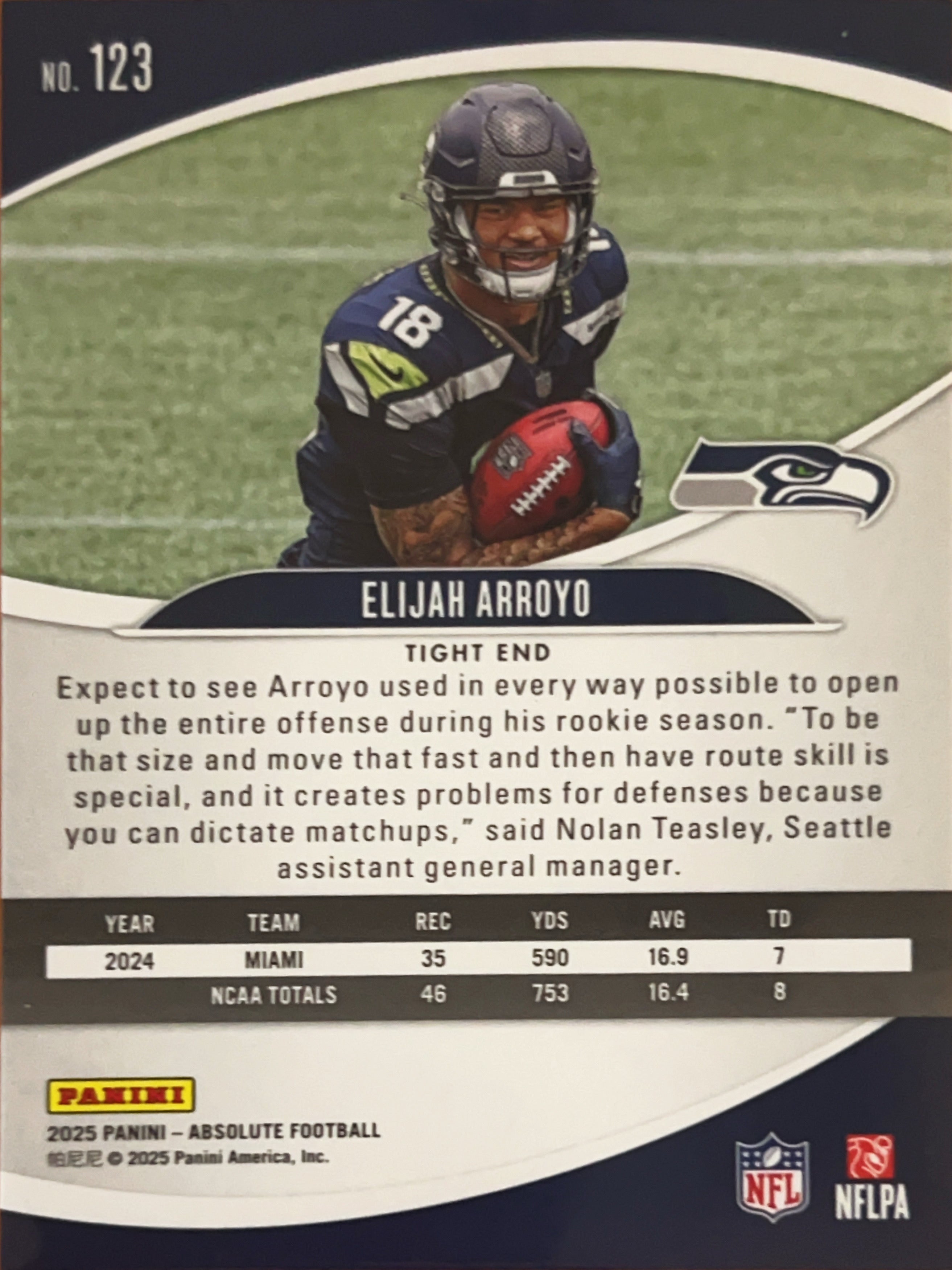 2025 Panini Absolute Football Elijah Arroyo #123