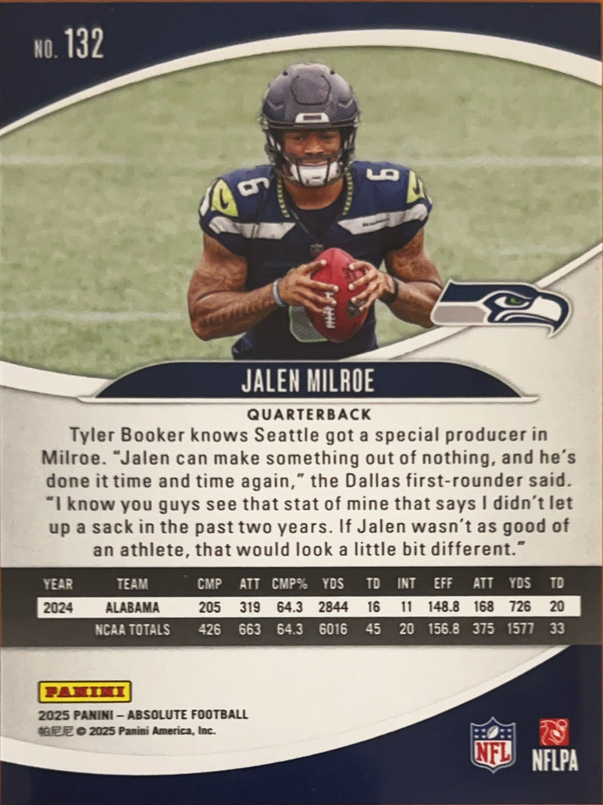 2025 Panini Absolute Football Jalen Milroe #132 RC