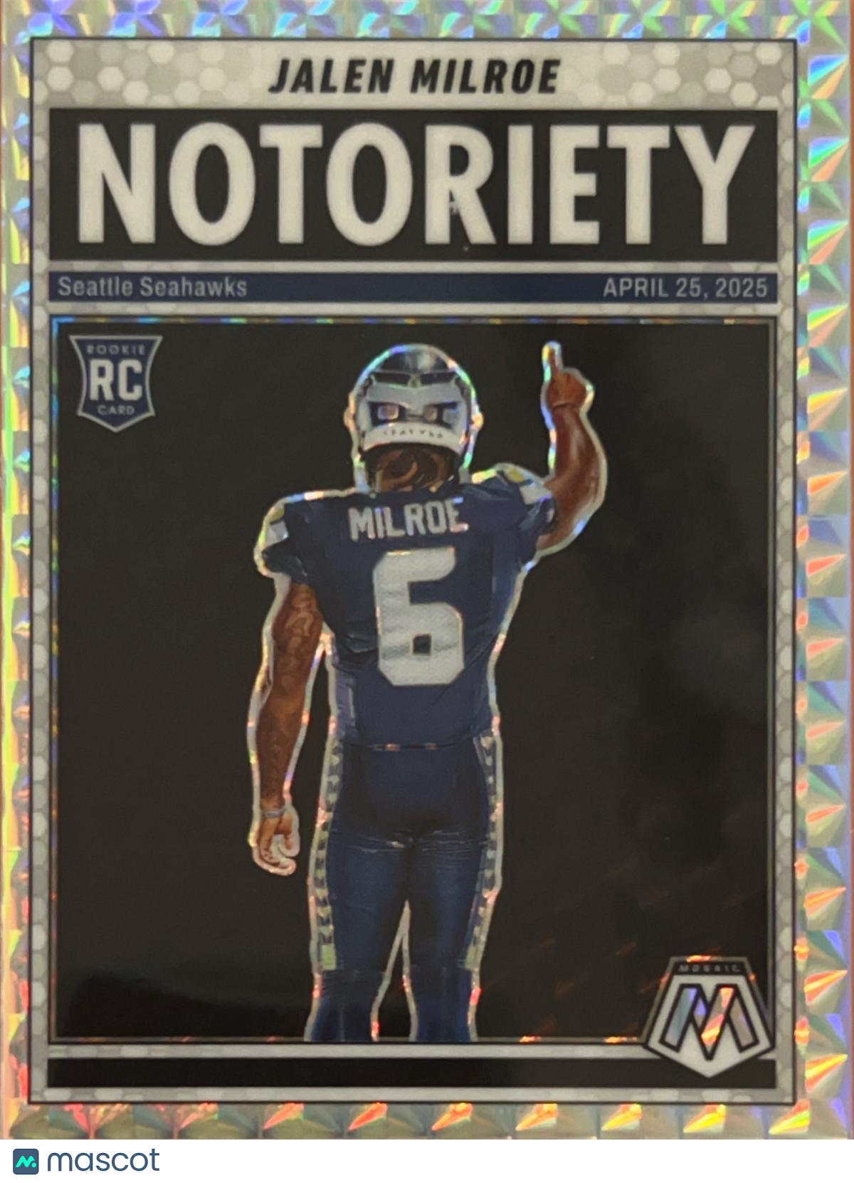 2025 Panini Mosaic Football Notoriety Jalen Milroe #15 Silver Prizm RC