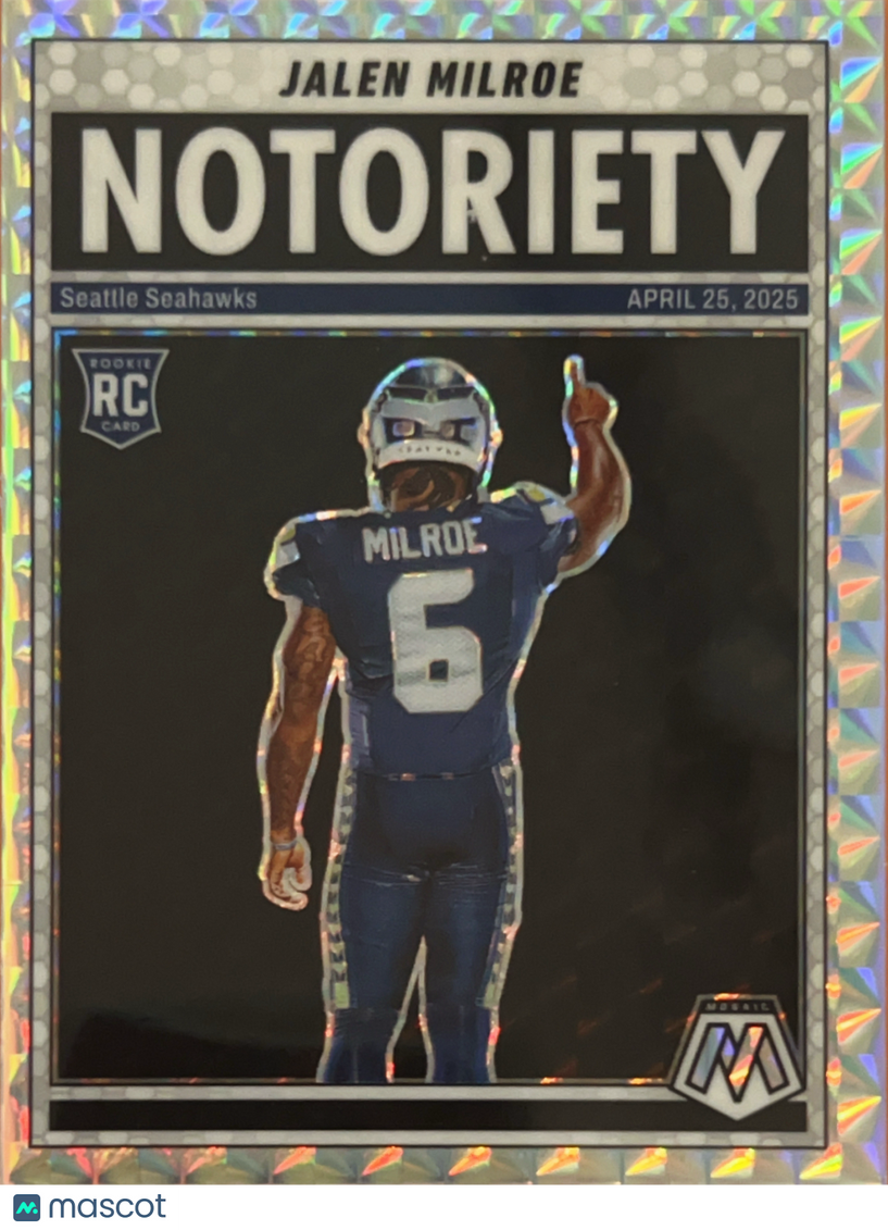 2025 Panini Mosaic Football Notoriety Jalen Milroe #15 Silver Prizm RC