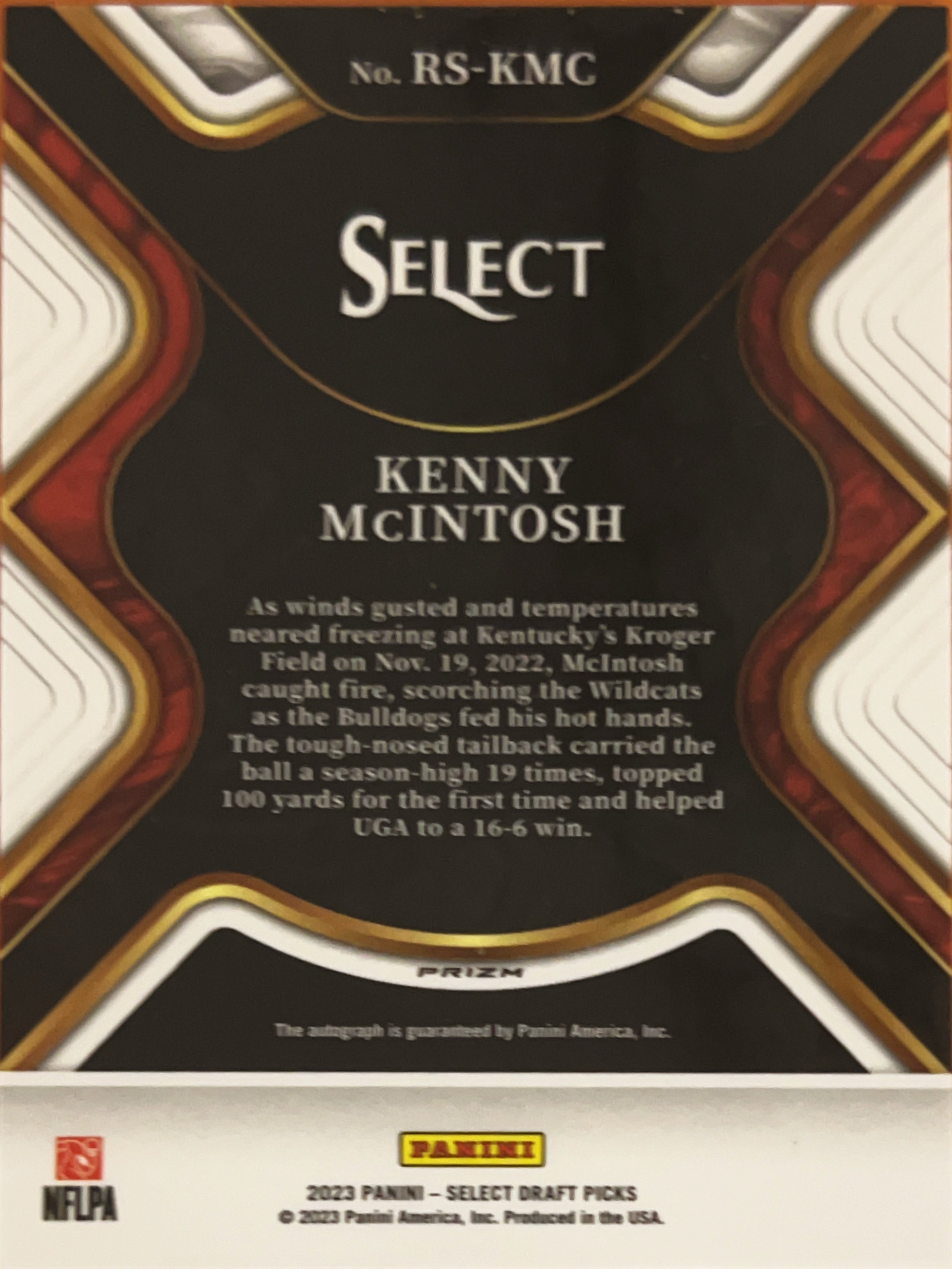 2023 Panini Select Draft Picks Prizm Kenny McIntosh #RS-KMC RC Auto