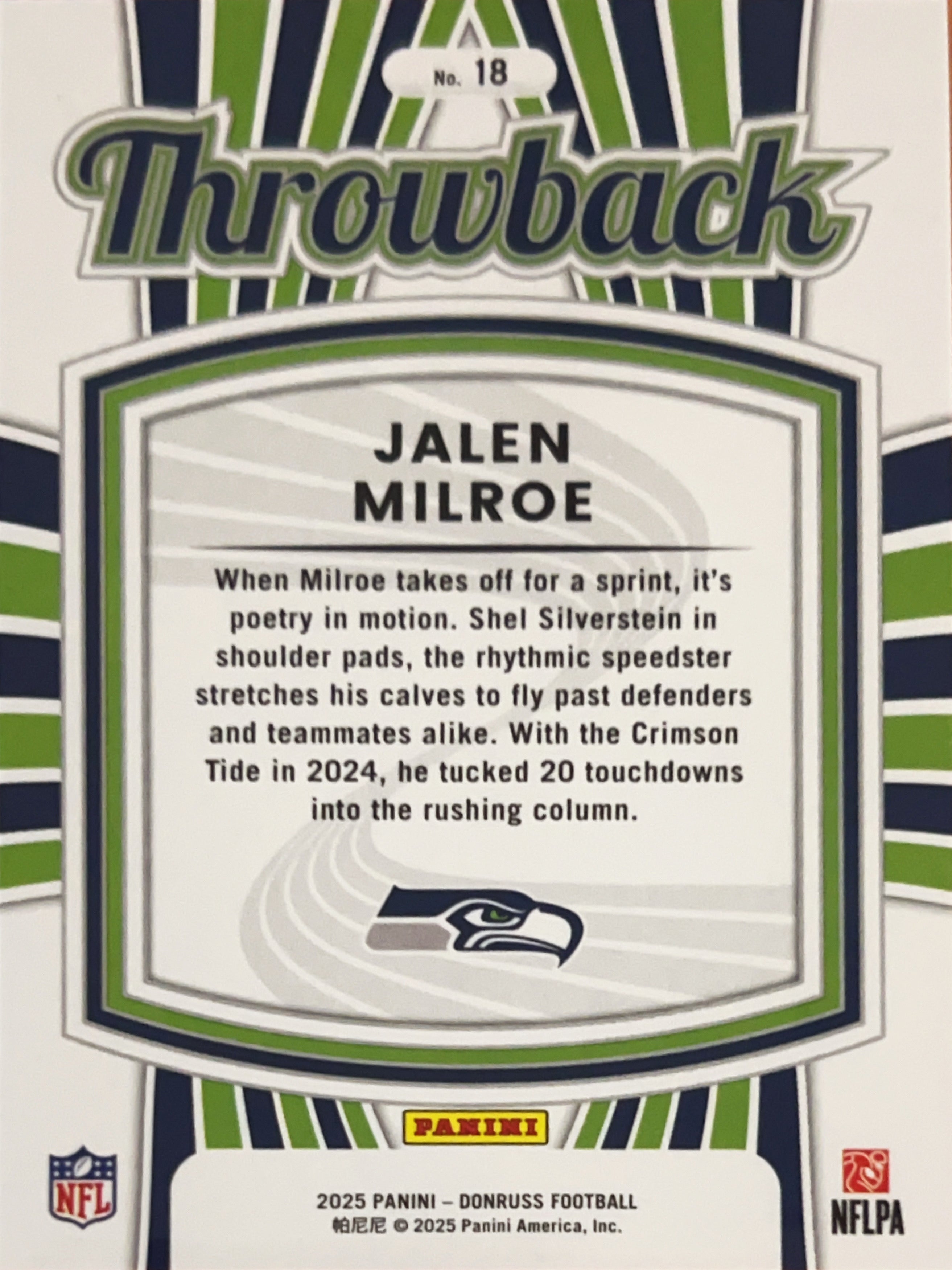 2025 Panini Donruss Throwback Jalen Milroe #18