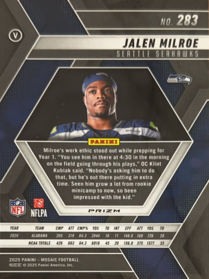 2025 Panini Mosaic Prizm Jalen Milroe #283 Silver RC