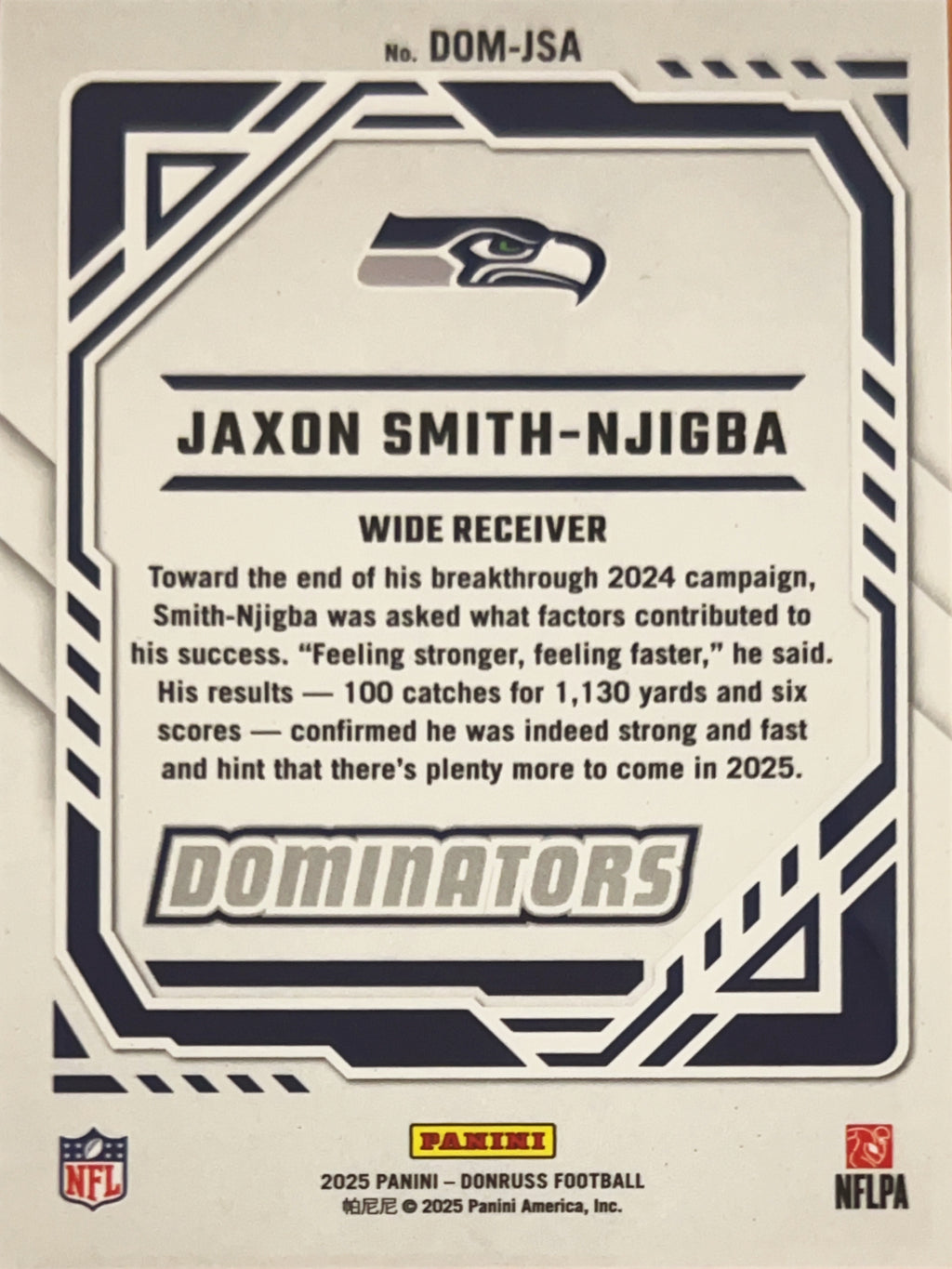 2025 Panini Donruss Dominators Jaxon Smith-Njigba #DOM-JSA White Checkerboard