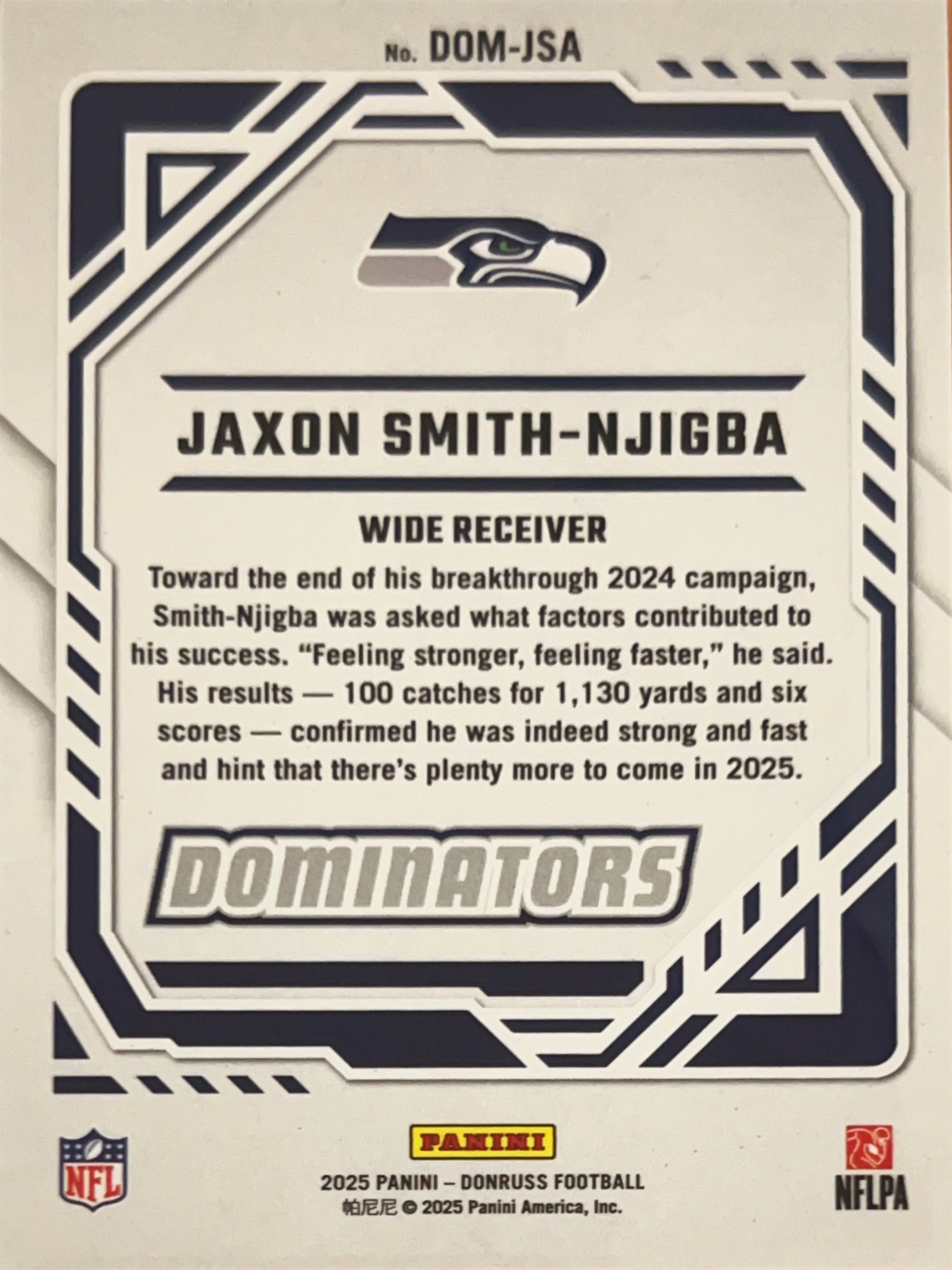 2025 Panini Donruss Dominators Jaxon Smith-Njigba #DOM-JSA White Checkerboard