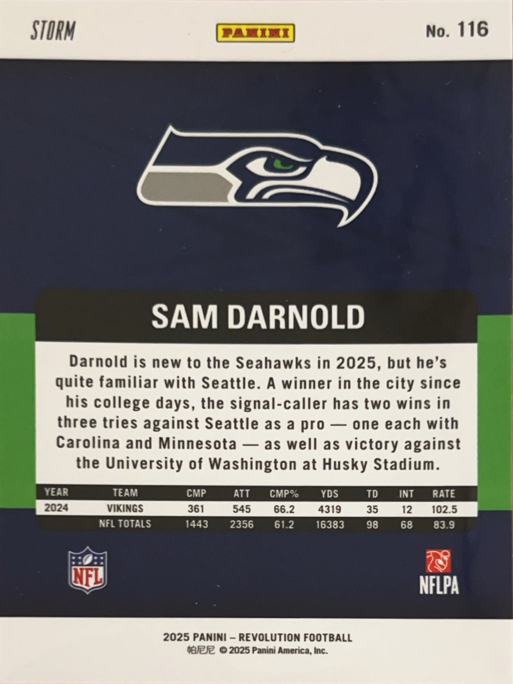 2025 Panini Revolution Sam Darnold #116 Storm