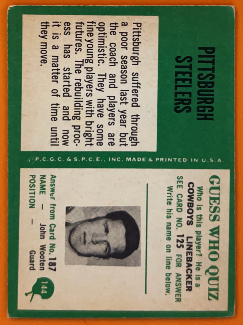 1967 Philadelphia Pittsburgh Steelers Pittsburgh Steelers #144