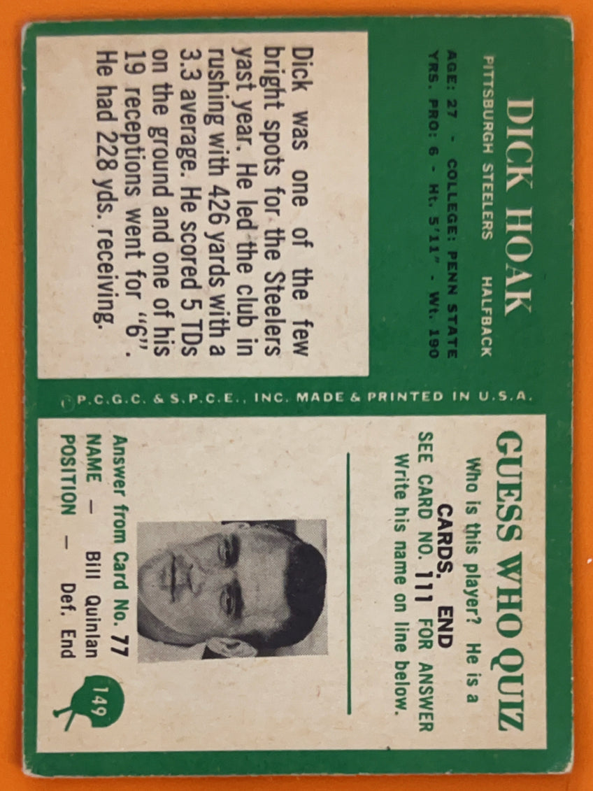 1966 Philadelphia Football Dick Hoak #149