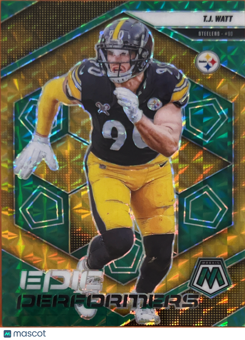 2025 Panini Mosaic Epic Performers T.J. Watt #12 Green