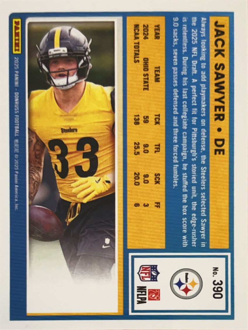 2025 Panini Donruss Football Jack Sawyer #390 Press Proof Red