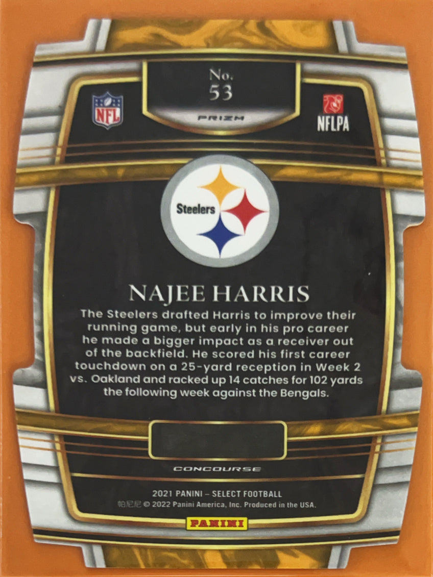 2022 Panini Select Football Concourse Najee Harris #53 Orange Prizm Die-Cut RC