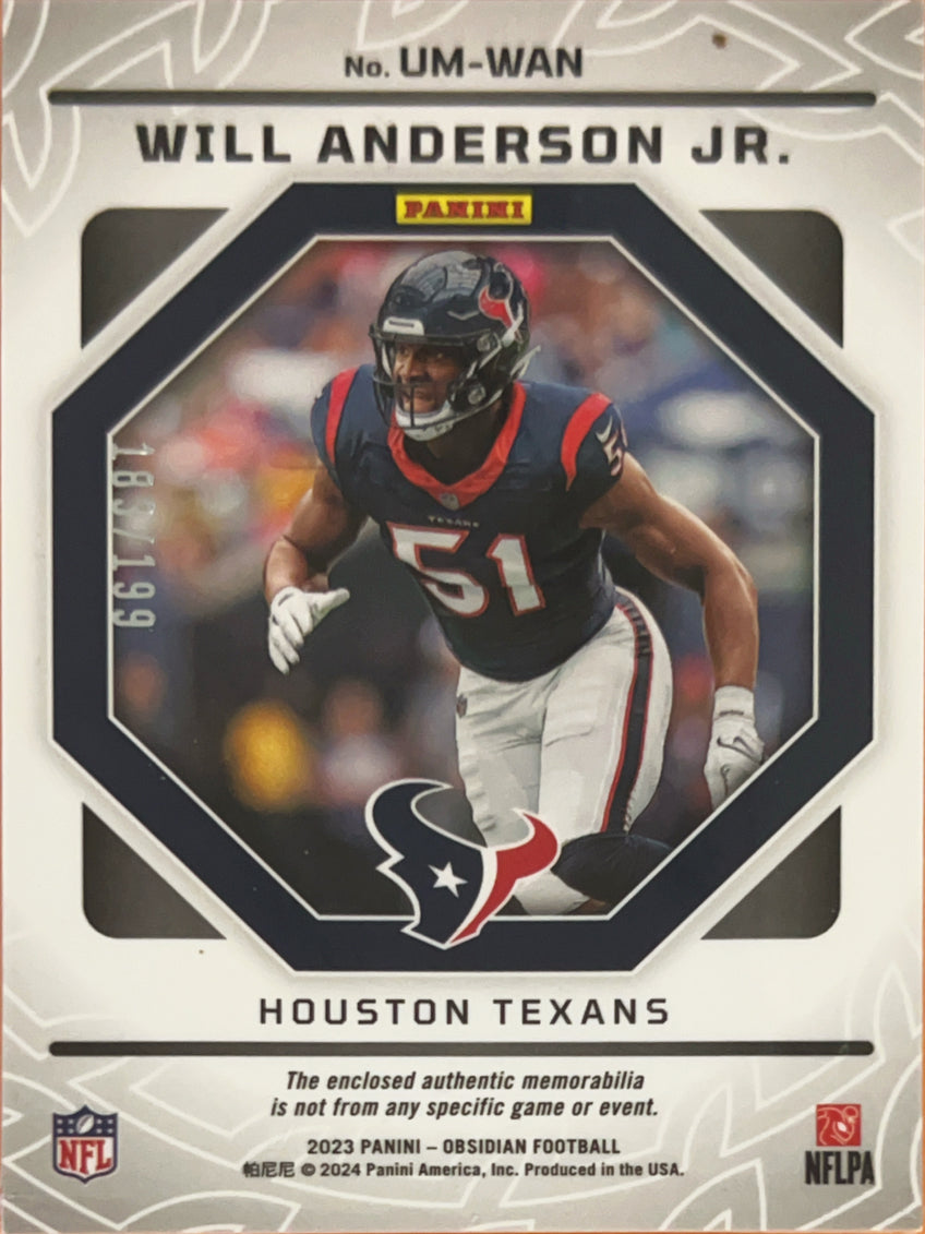 2024 Panini Obsidian Unbreakable Will Anderson Jr. #UM-WAN /199 RC Memorabilia